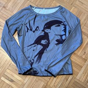 Long-Sleeve Graphic Cotton-Polyester Top